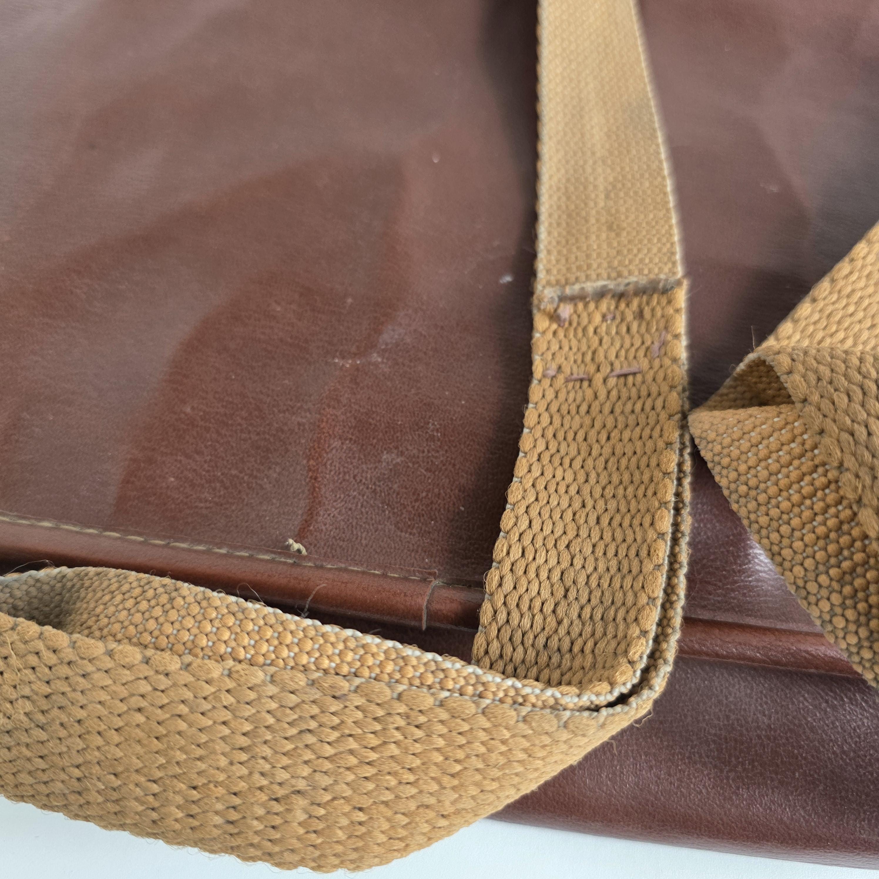 1983 USSR School Bag Brown Faux Leather Satchel Soviet Briefcase