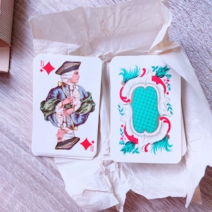 Carte da collezione solitario, set di due mazzi inutilizzati da 54 carte ciascuno nella confezione originale "Souvenir" - 1974