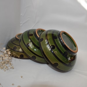 Set of 3 Hand painted Ukrainian decorative pottery plates by 1960s