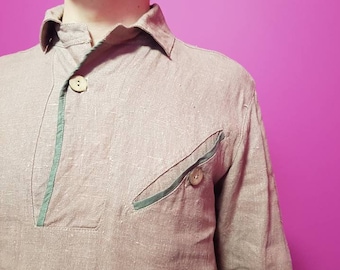 Embroidered Organic Linen Shirt – Ukrainian Beige Menswear