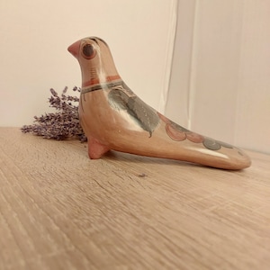 Tonala Style Hand-Painted Vintage Ceramic Mallard Duck Figurine with Floral Accents - Rustic Mexican Folk Art Décor