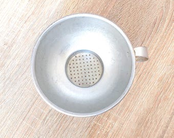 Vintage Aluminum Strainer USSR Kitchen Colander Metal Sieve 1950s