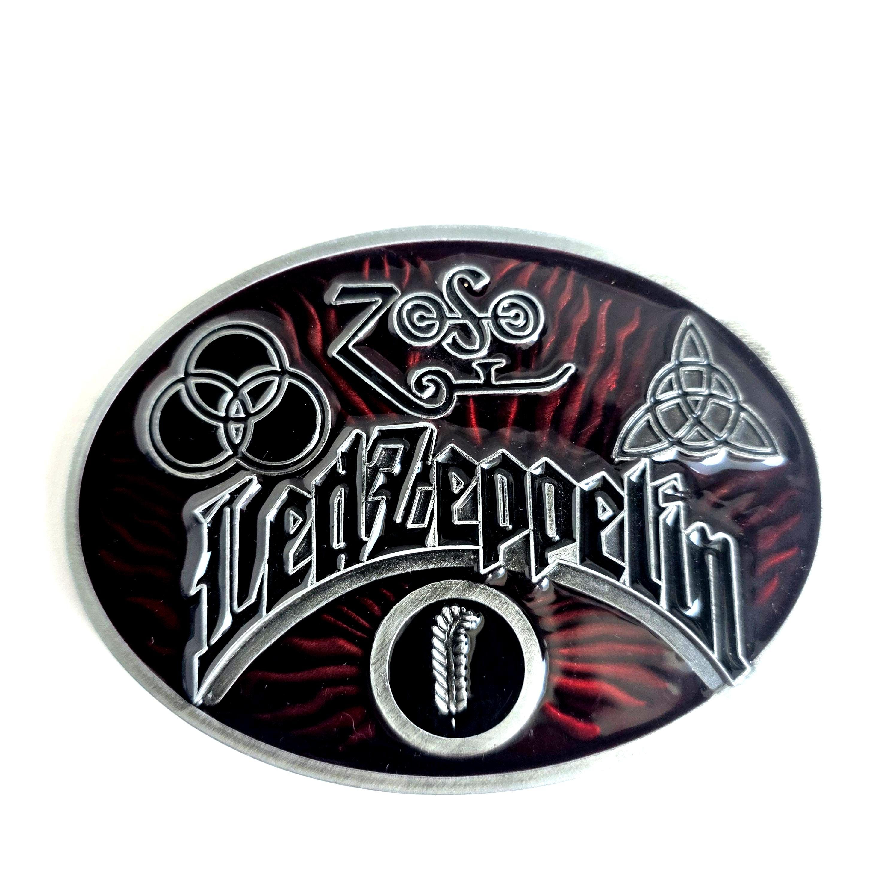 Led Zeppelin Belt Buckle Red Enamel Metal Buckle Rock Band Style