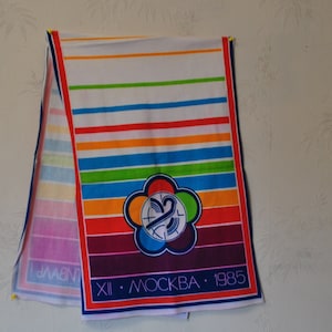 Towel with Emblem World Festival of Youth and Students in Moscow in 1985