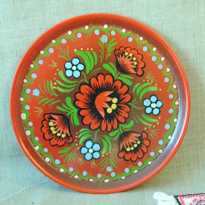 Tray in Khokhloma style, hand-painted tray -1960s