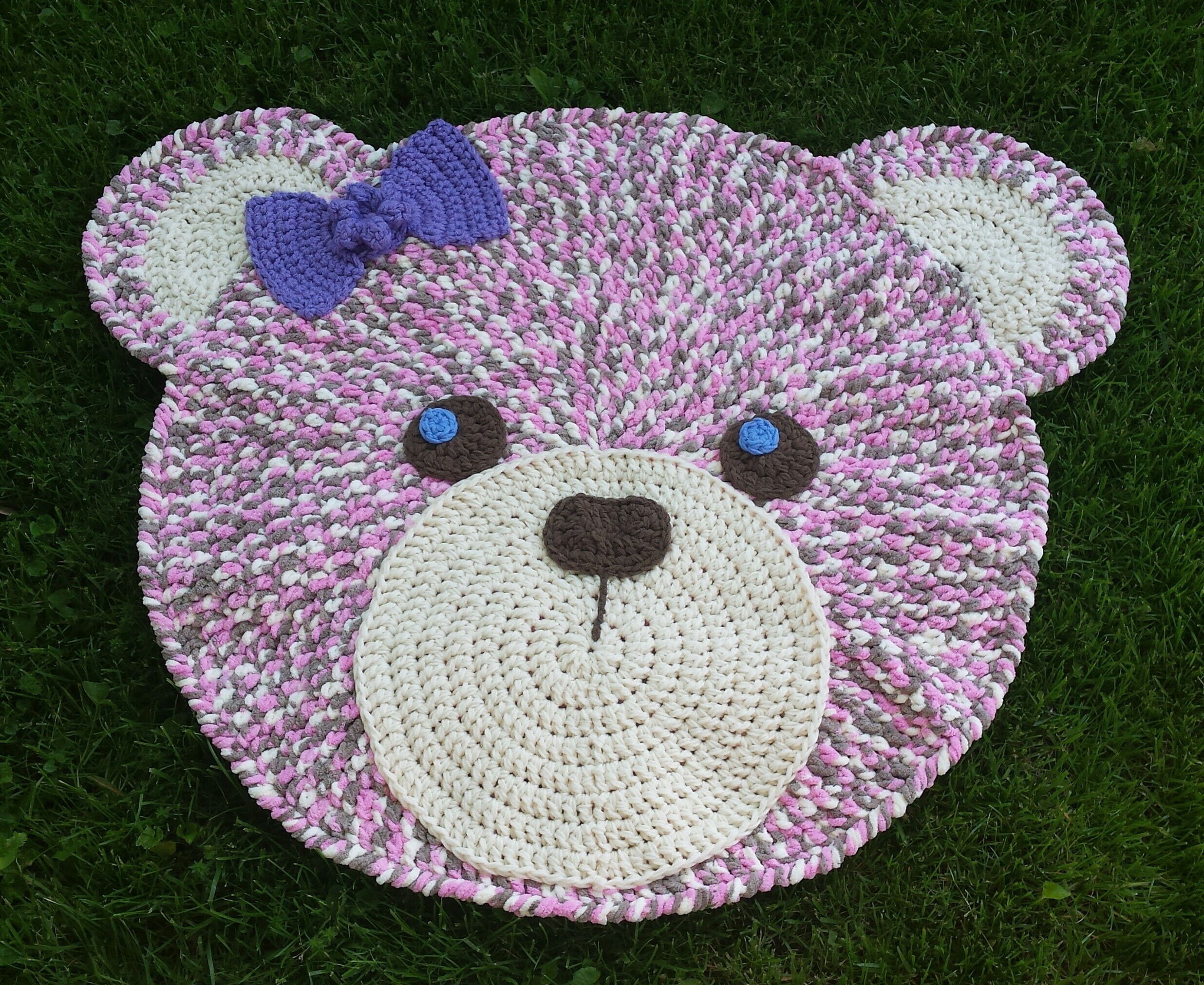 Pink Teddy Bear Rug/Crocheted Teddy Bear Rug/Ready to Etsy