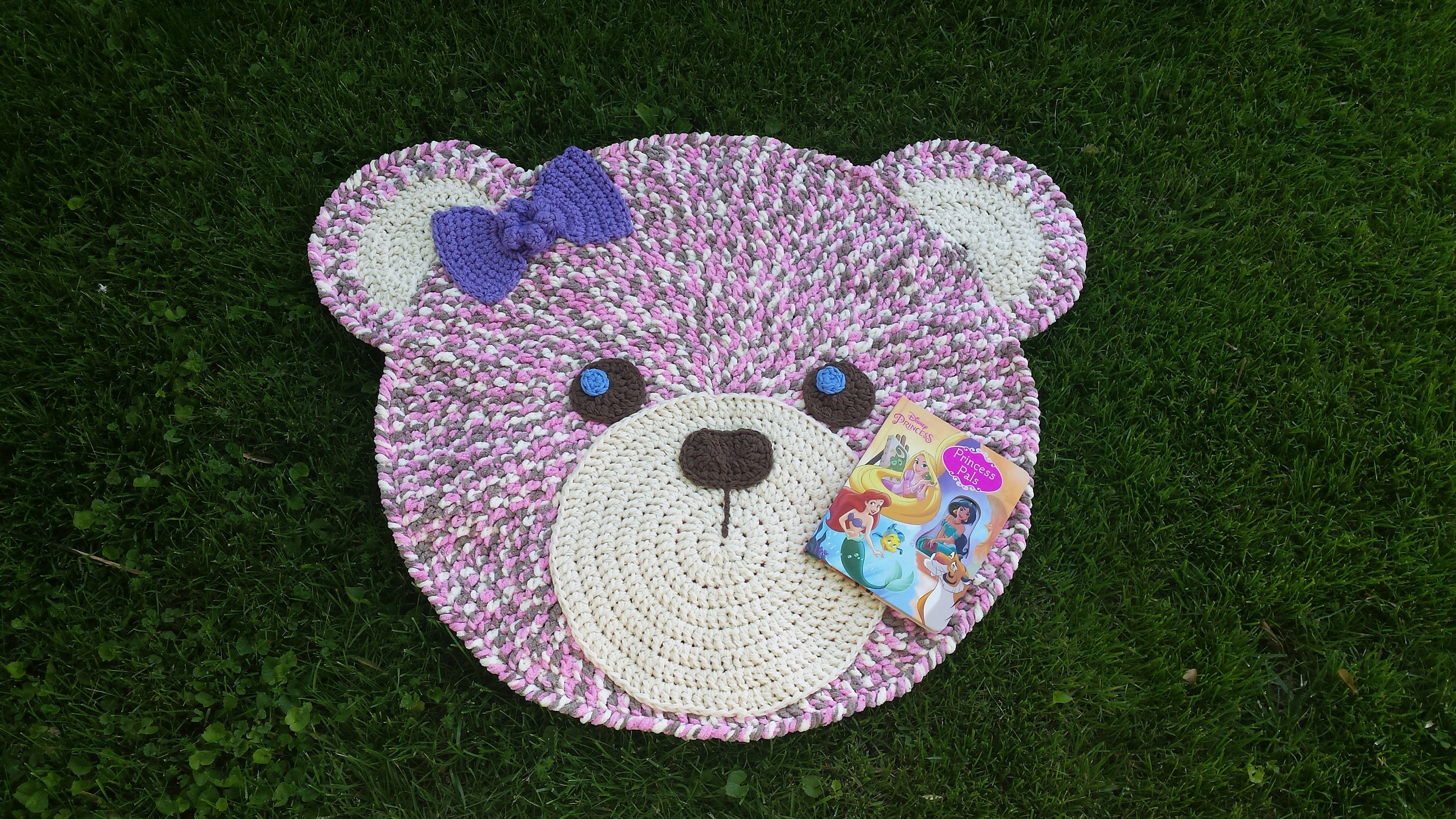 Pink Teddy Bear Rug/Crocheted Teddy Bear Rug/Ready to Etsy