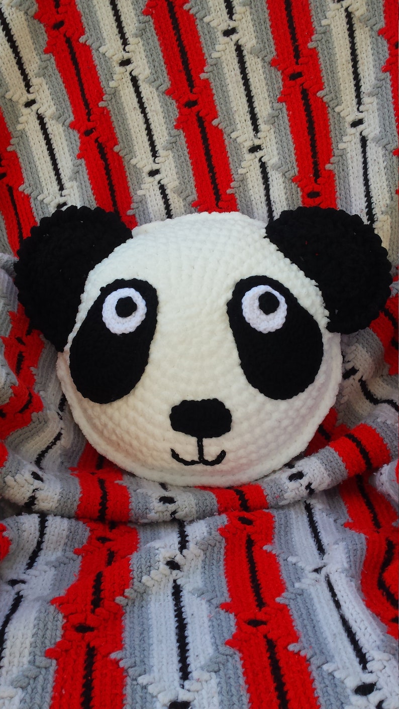 Crocheted Panda Pillow Panda Panda Pillow Bear Pillow Etsy