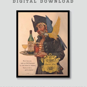 St Croix Rum Printable Vintage Ad, Digital Download Retro Rum Alcohol, Mid Century Kitchen Art, Old Advertisement Wall Art, Bar Cart Decor