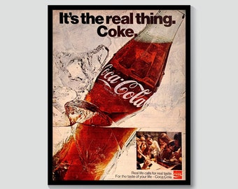 Coke Printable Vintage Ad, Digital Download, Retro Coke, Soda Art, Vintage Coca Cola Art, Old Coca Cola, Vintage Wall Art, Bar Cart Decor,