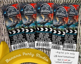 Jurassic World Ticket Invitation, Jurassic World Invite, Jurassic World Party, Jurassic Park Ticket Invite, Jurassic Park, Jurassic World