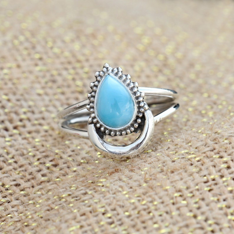 Larimar Ring Silver Ring Gemstone Ring Ring Sterling Ring image 0