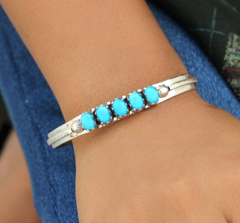 Sleeping Beauty Turquoise Cuff Bracelet Sterling Silver image 0