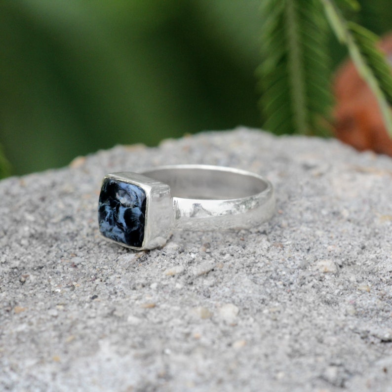 Charming Pietersite Ring For Birthday Gift Sterling Silver Ring With Pietersite Stone Beautiful Silver Square Ring For Day Events
