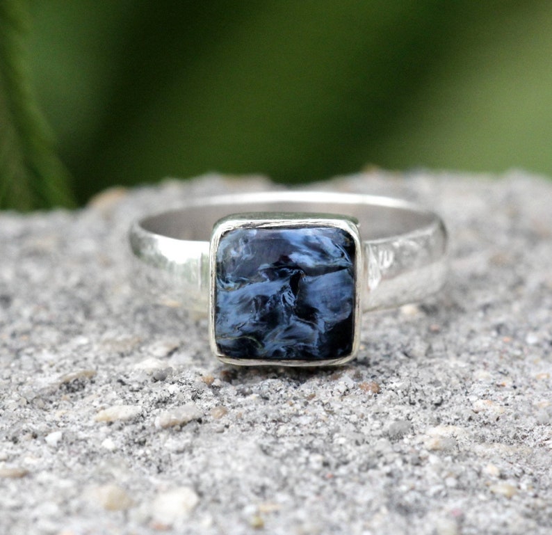 Charming Pietersite Ring For Birthday Gift Sterling Silver Ring With Pietersite Stone Beautiful Silver Square Ring For Day Events