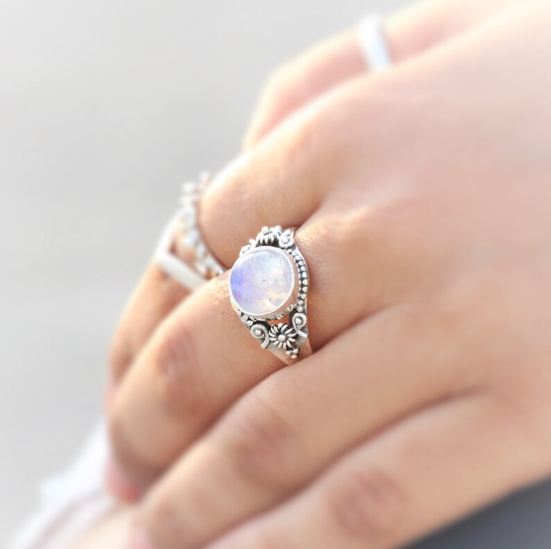 Moonstone Ring Sterling Silver Ring Jewelry Boho Ring image 0
