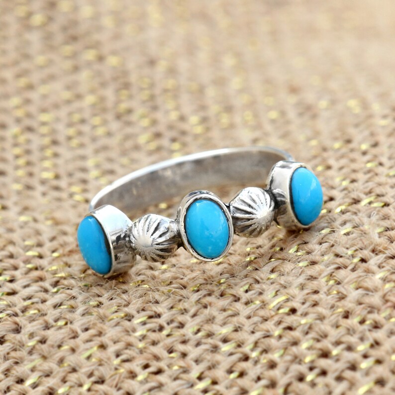 Sleeping Beauty Turquoise Ring Sterling Silver Ring Gemstone image 0