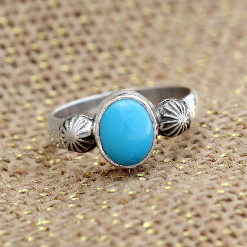 Sleeping Beauty Turquoise Ring Sterling Silver Gemstone image 0