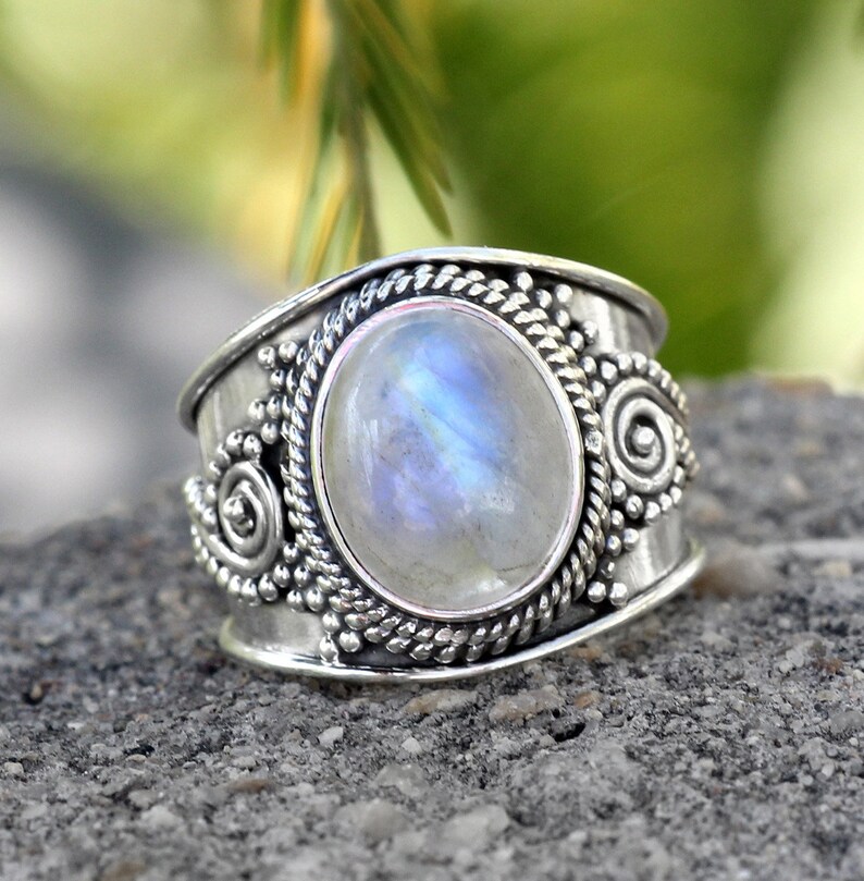 Moonstone Ring Sterling Siver Ring Moonstone Jewelry image 3