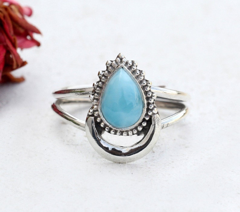 Larimar Ring Silver Ring Gemstone Ring Ring Sterling Ring image 0