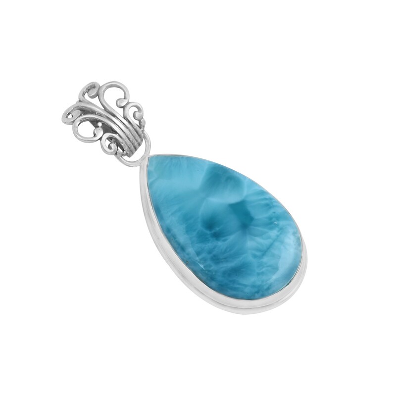 Larimar Pendant For Women Silver Necklace High Grade image 0