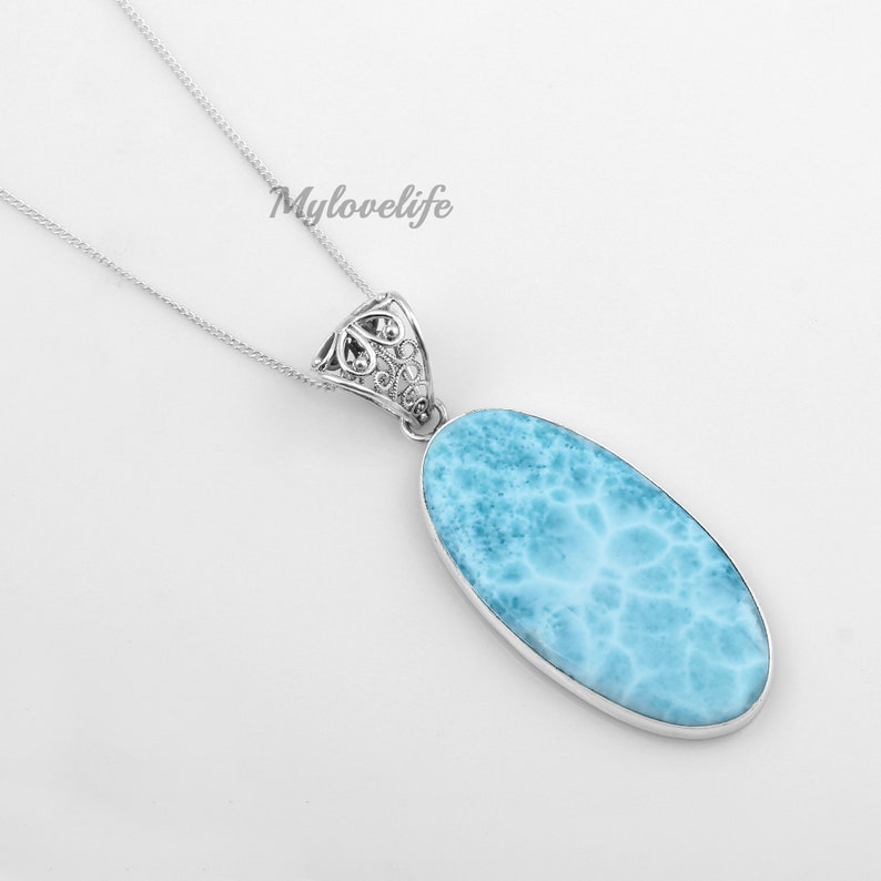 Natural Larimar Pendant March Birthstone Necklace Larimar image 0
