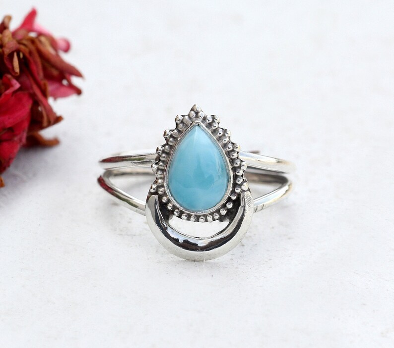 Larimar Ring Silver Ring Gemstone Ring Ring Sterling Ring image 0