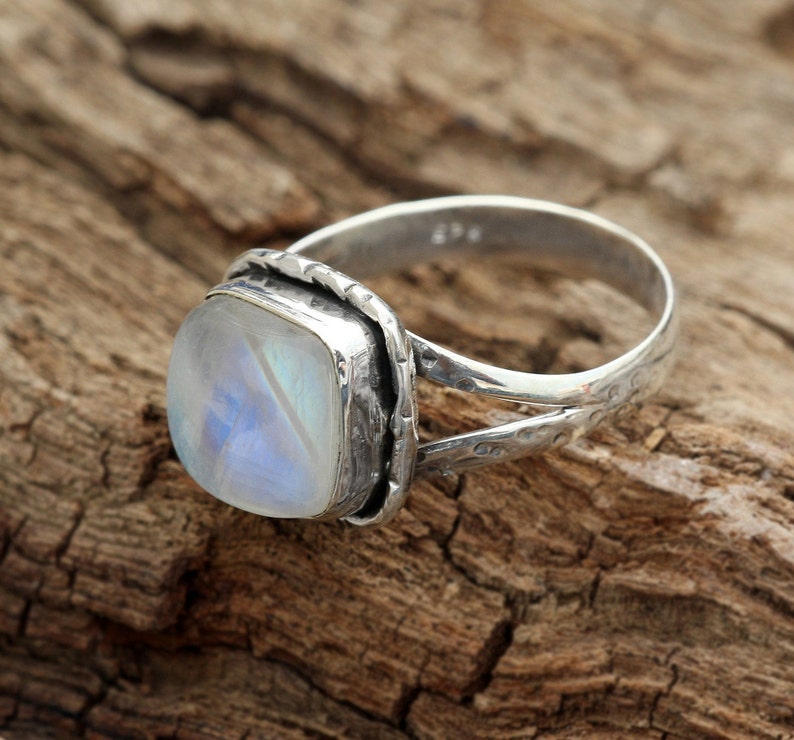 Moonstone Ring Sterling Silver Ring Moonstone Jewelry Boho image 0