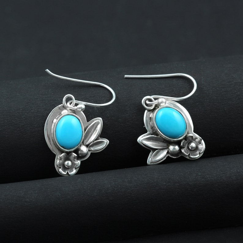 Turquoise Earring Silver Earring Birthstone Earring image 0