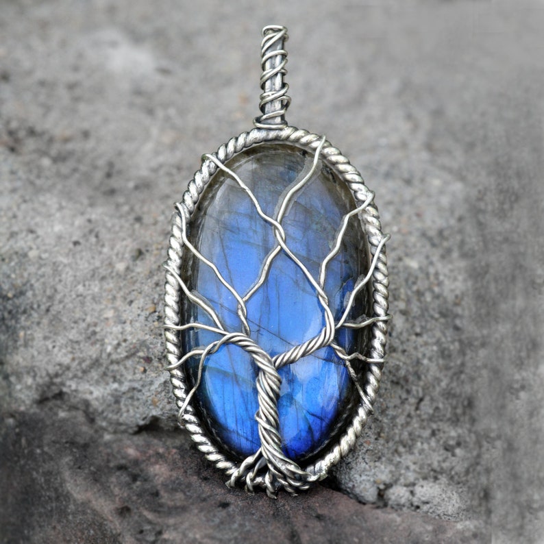 Labradorite Pendant Silver Pendant Tree Of Life Pendant Only Pendant