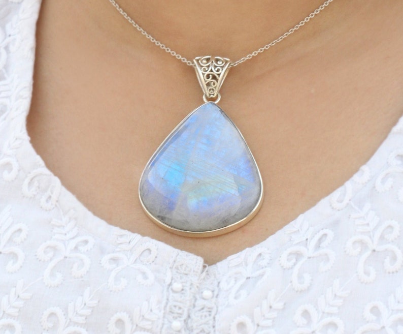 Moonstone Pendant Sterling Silver Birthstone Jewelry image 0