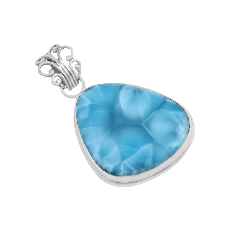 Larimar Pendant For Women Silver Necklace High Grade image 0