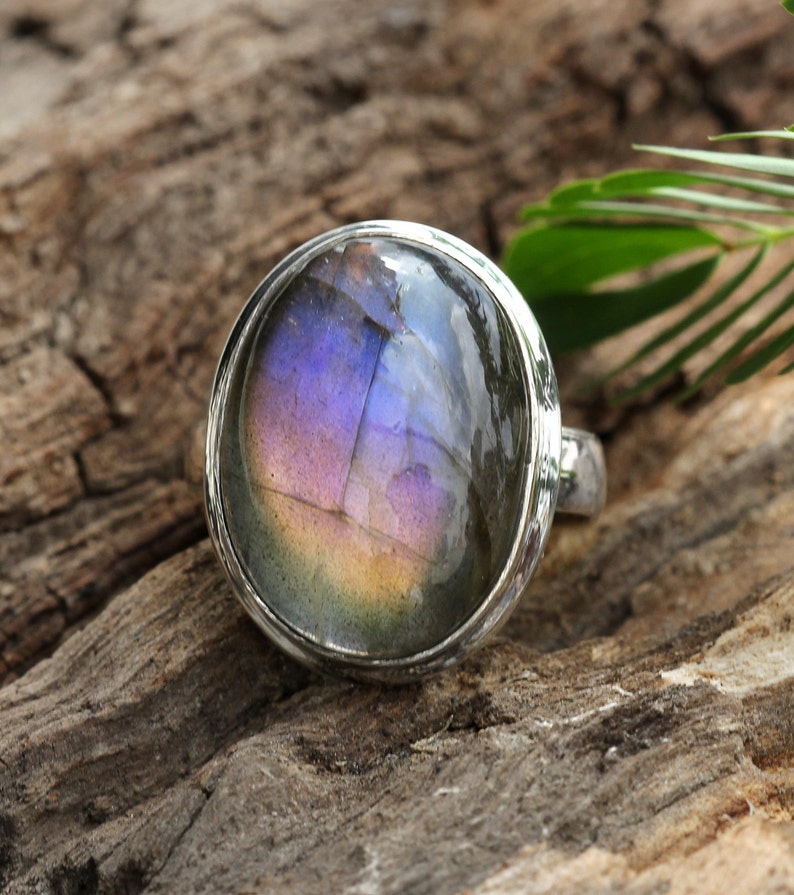 Purple Labradorite Ring For Women Labradorite Silver Ring image 0