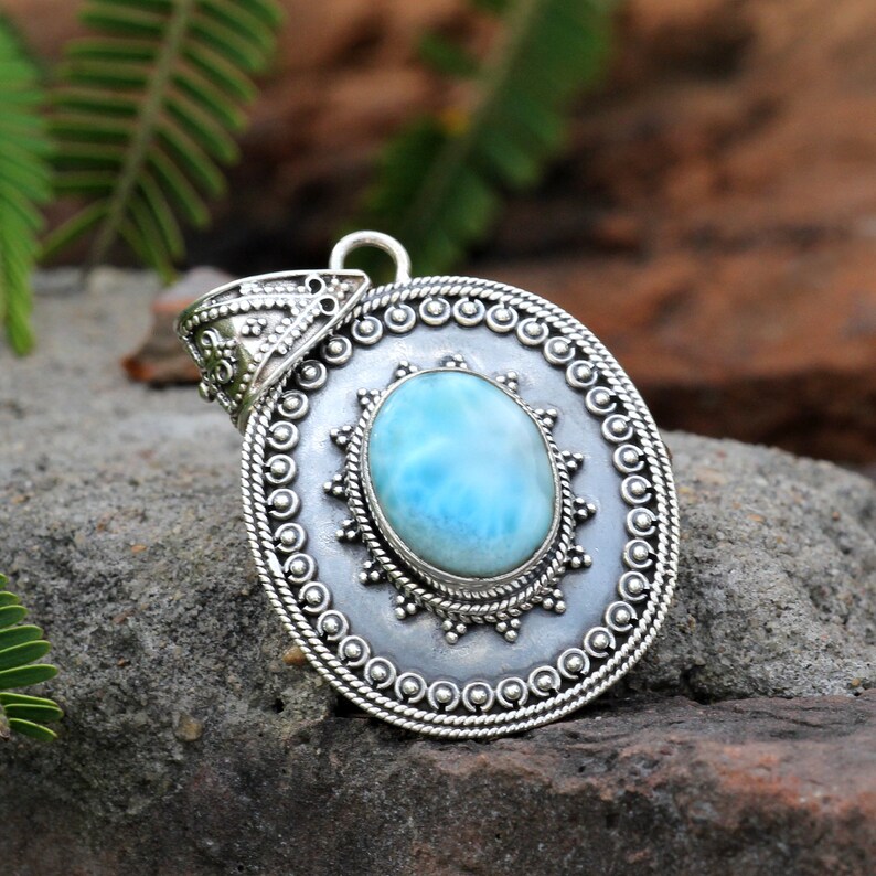 Larimar Pendant Necklace Gemstone Pendant Sliver Necklace Only Pendant