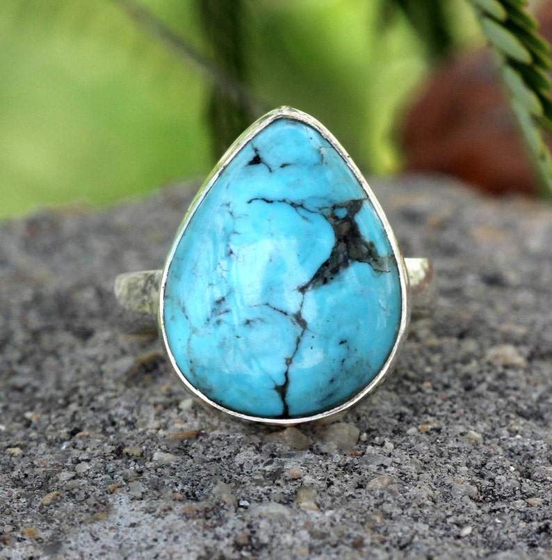 Turquoise Ring Sterling Silver Ring Natural Turquoise Silver image 0