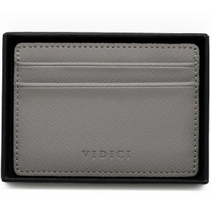 Saffiano Vegan Leather Card Holder Wallet in Grey image 4