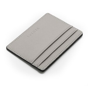 Saffiano Vegan Leather Card Holder Wallet in Grey image 2