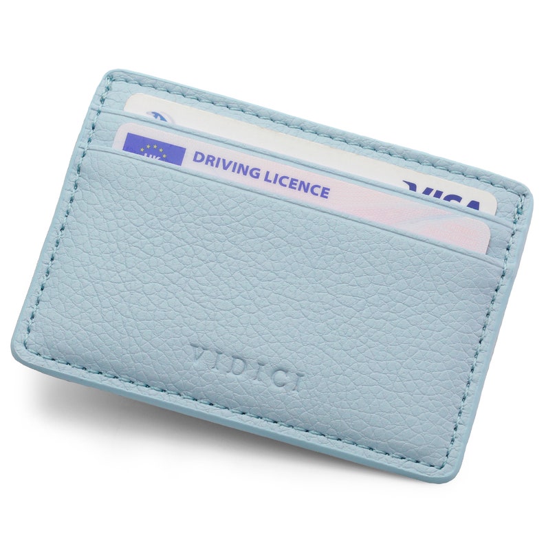 Vidici Premium Vegan Leather Card Holder Wallet in Pink, Blue image 4