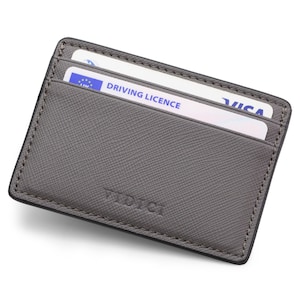 Vidici Saffiano Vegan Leather Credit Card Holder Wallet in Black, Grey image 4