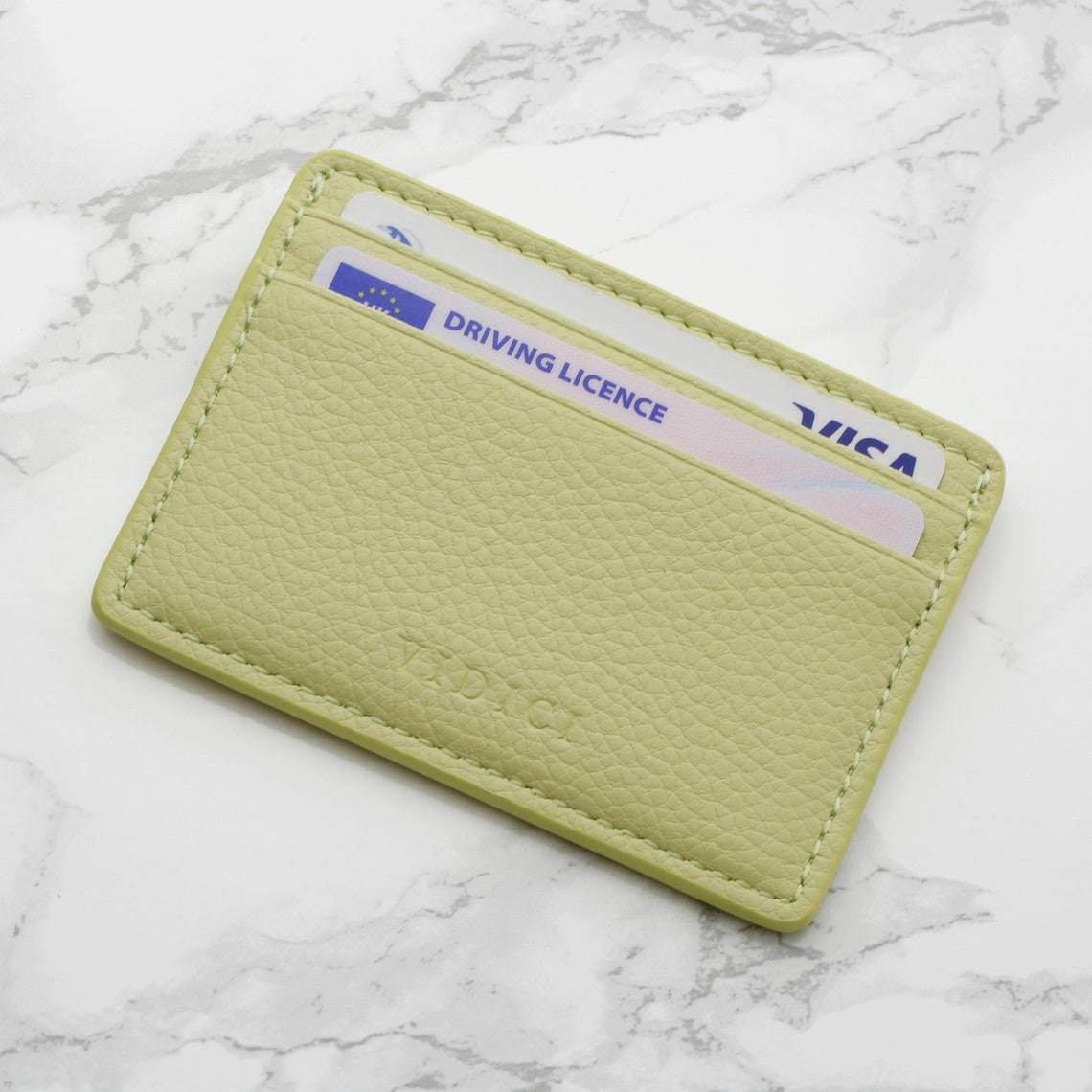 Premium Vegan Leather Card Holder Wallet in Pink Blue Green Etsy