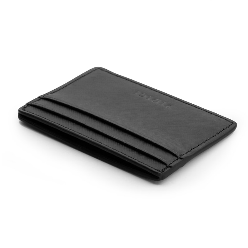 Vidici Saffiano Vegan Leather Credit Card Holder Wallet in Black, Grey image 3