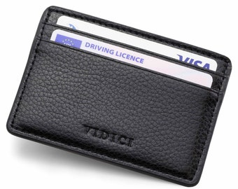 Vidici Executive Vegan Leather Card Holder Portemonnee in zwart, bruin