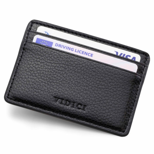 Porte-carte Vidici Executive Vegan Leather Card Wallet en noir, marron