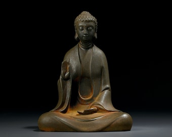 Bouddha assis - sculpture japonaise en fonte, décoration d'intérieur, art déco, religion, yoga, zen, cadeaux d'anniversaire, cadeaux de famille, cadeaux pour père et mère