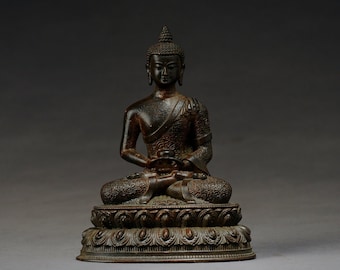 Buddha seduto/Statua di Buddha in bronzo/Scultura in bronzo/Ornamento/Statua di Buddha/Arte himalayana/Meditazione/Buddismo/Bhumisparsha/testimone della terra