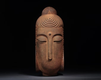 Japanese Iron Buddha - Sculpture Art, Home Decor, Buddha Head Sculpture, Anniversary Gift, Family Memorial, Father Gift, Mother Gift