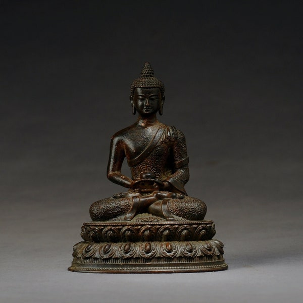 Bouddha assis/Statue de Bouddha en bronze/Sculpture en bronze/Ornement/Statue de Bouddha/Art himalayen/Méditation/Bouddhisme/Bhumisparsha/Témoin de la terre