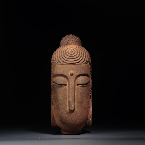 Buddha di ferro giapponese - Arte della scultura, Decorazioni per la casa, Scultura della testa del Buddha, Regalo di anniversario, Memoriale di famiglia, Regalo del padre, Regalo della madre