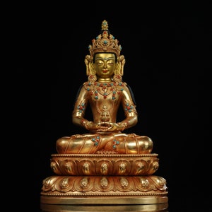 Bronze Buddha Statue-Longevity Buddha/Antique Buddha Statue/Bronze Sculpture/Decorative Art/Buddha Statue/Himalayan Art/Tibet