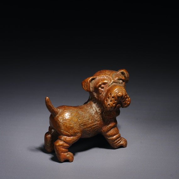 ブロンズ犬の父と息子の彫刻：アールデコ調のホームデコレーション